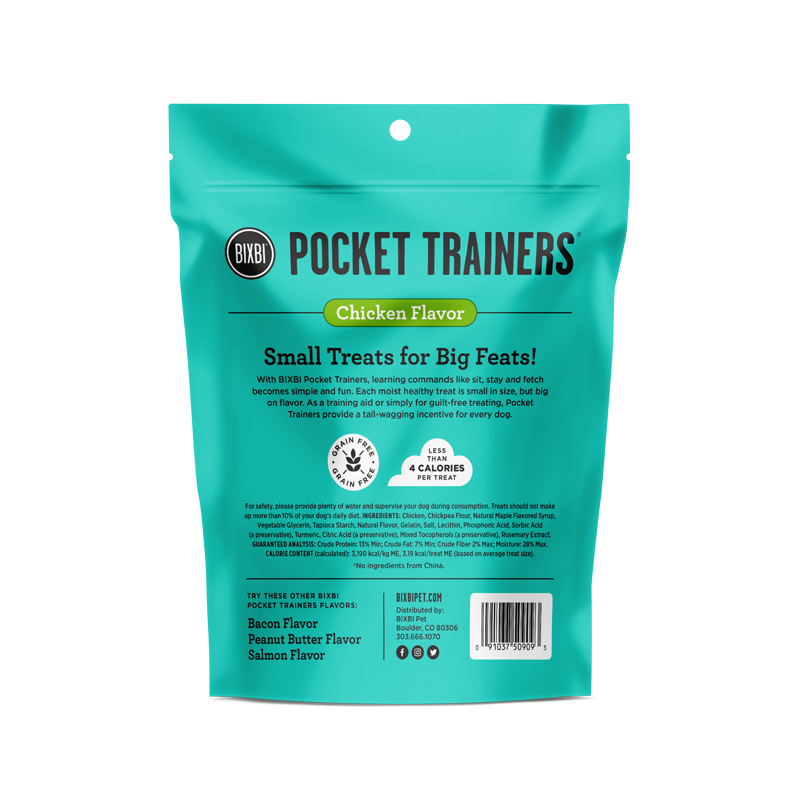 Bixbi Pocket Trainers Chicken Flavor Grain-Free Dog Treats, 6-oz bag