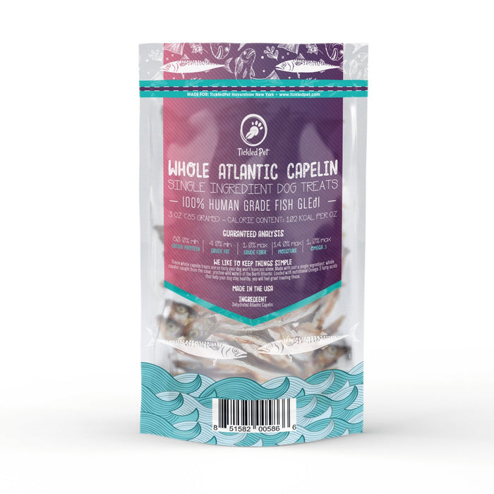 Tickled Pet Whole Atlantic Capelin Dog Treats, 3oz