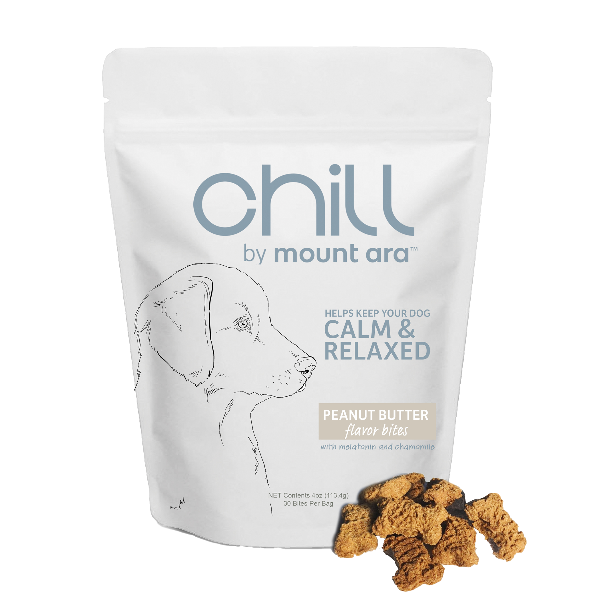 Mount Ara CHILL Peanut Butter Recipe Calming Treats For Dogs, 4oz
