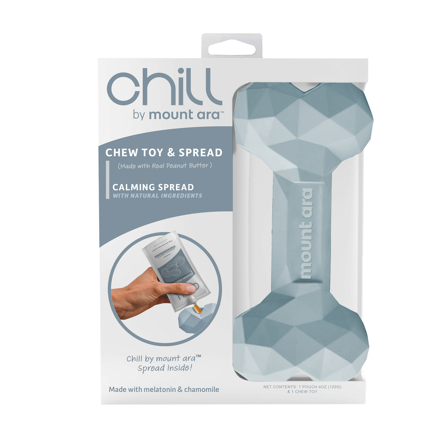 Mount Ara CHILL Playtime Kit with Calming Peanut Butter Spread For Dogs