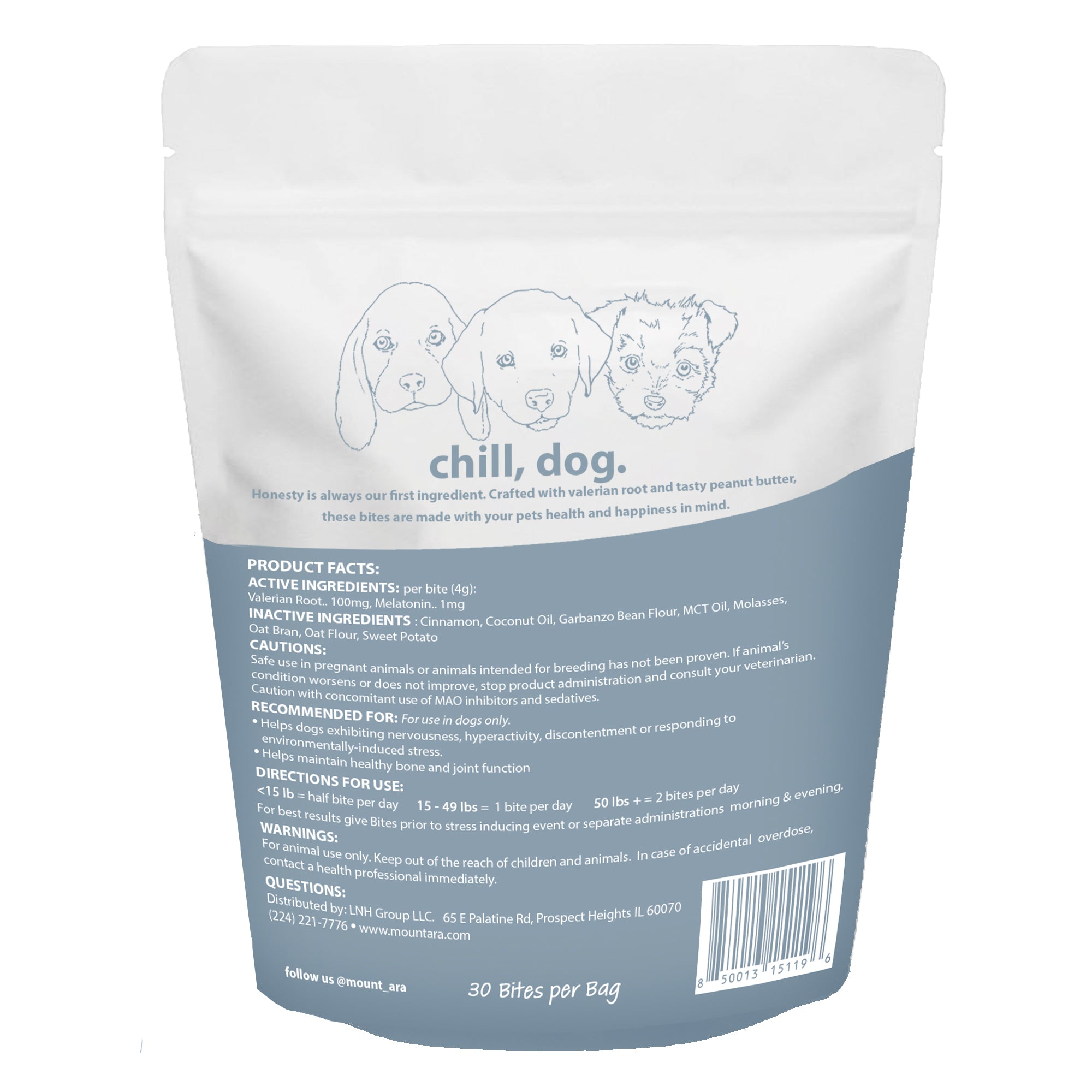 Mount Ara CHILL Sweet Potato Recipe Calming Treats For Dogs, 4oz