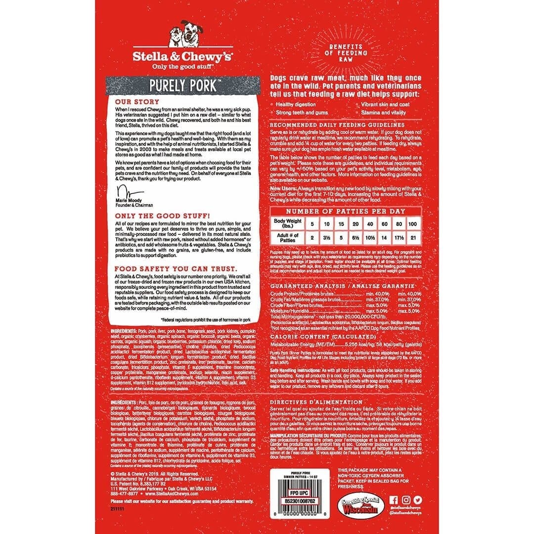 Stella & Chewy's Purely Pork Dinner Patties Freeze-Dried Dog Food