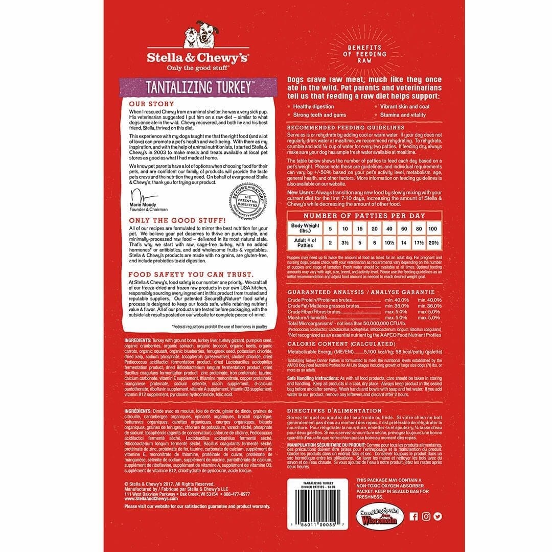 Stella & Chewy's Tantalizing Turkey Dinner Patties Freeze-Dried Dog Food