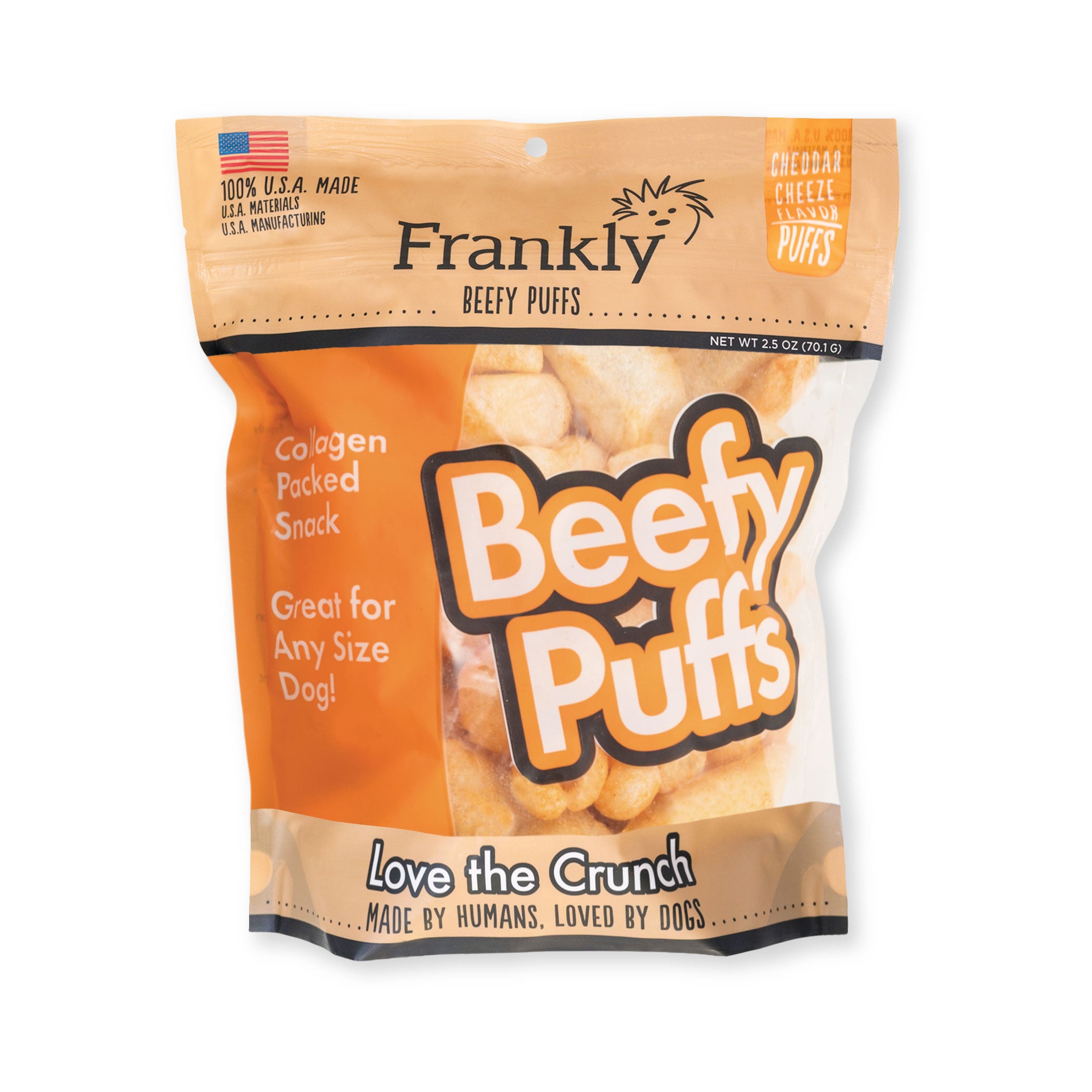 Frankly Pet Beefy Puffs Cheddar Cheeze Dog Treats, 5oz