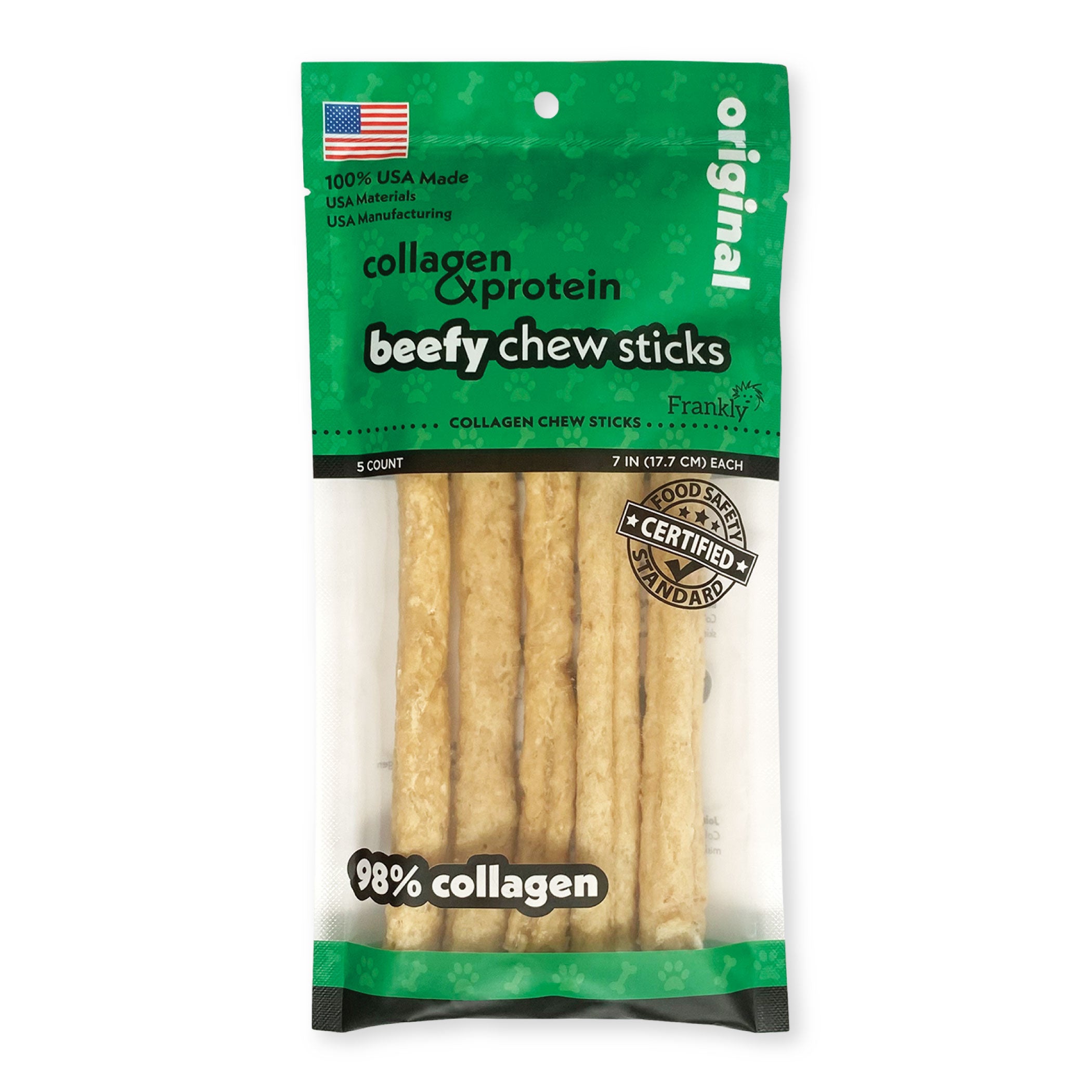Frankly Pet Premium USA Beefy Sticks Collagen Dog Chew, Original
