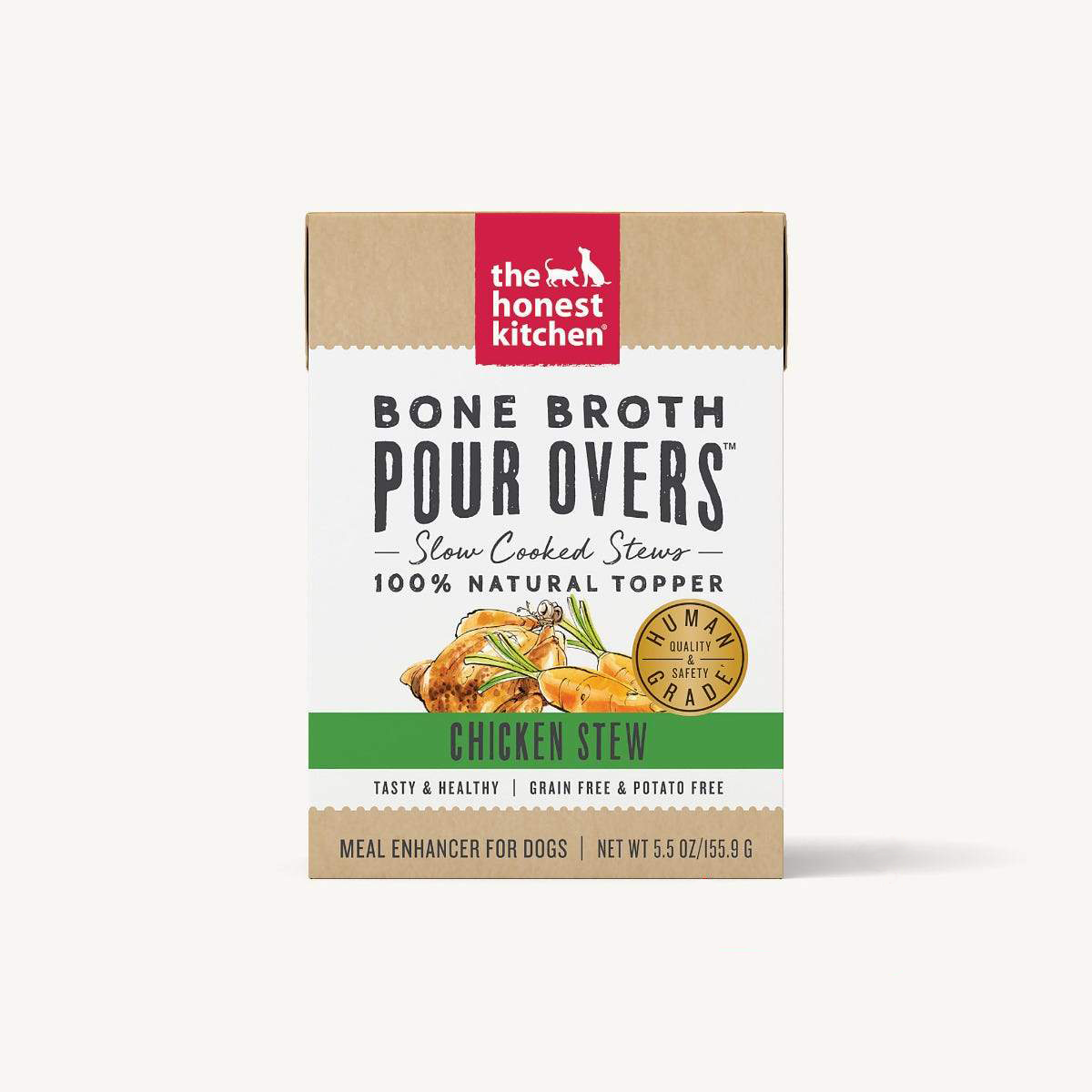 The Honest Kitchen Pour Overs Chicken Bone Broth Stew Wet Food Topper For Dogs, 12/5.5oz