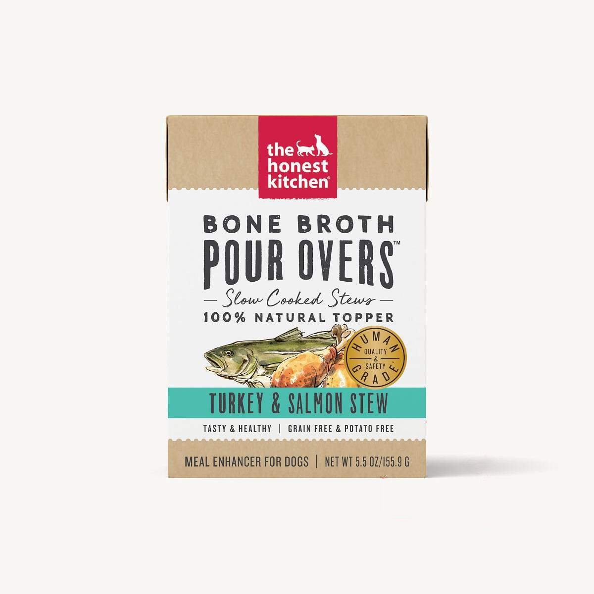 The Honest Kitchen Pour Overs Turkey & Salmon Broth Stew Wet Food Topper For Dogs, 12/5.5oz