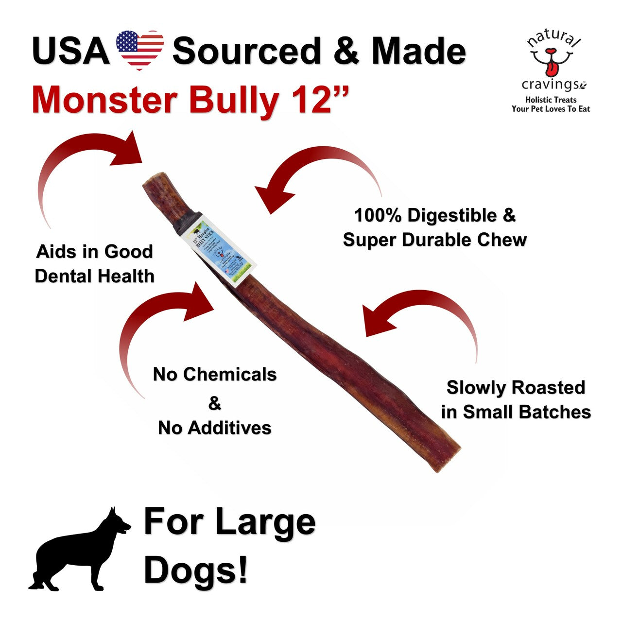 Natural Cravings USA Monster Bully Stick 12"