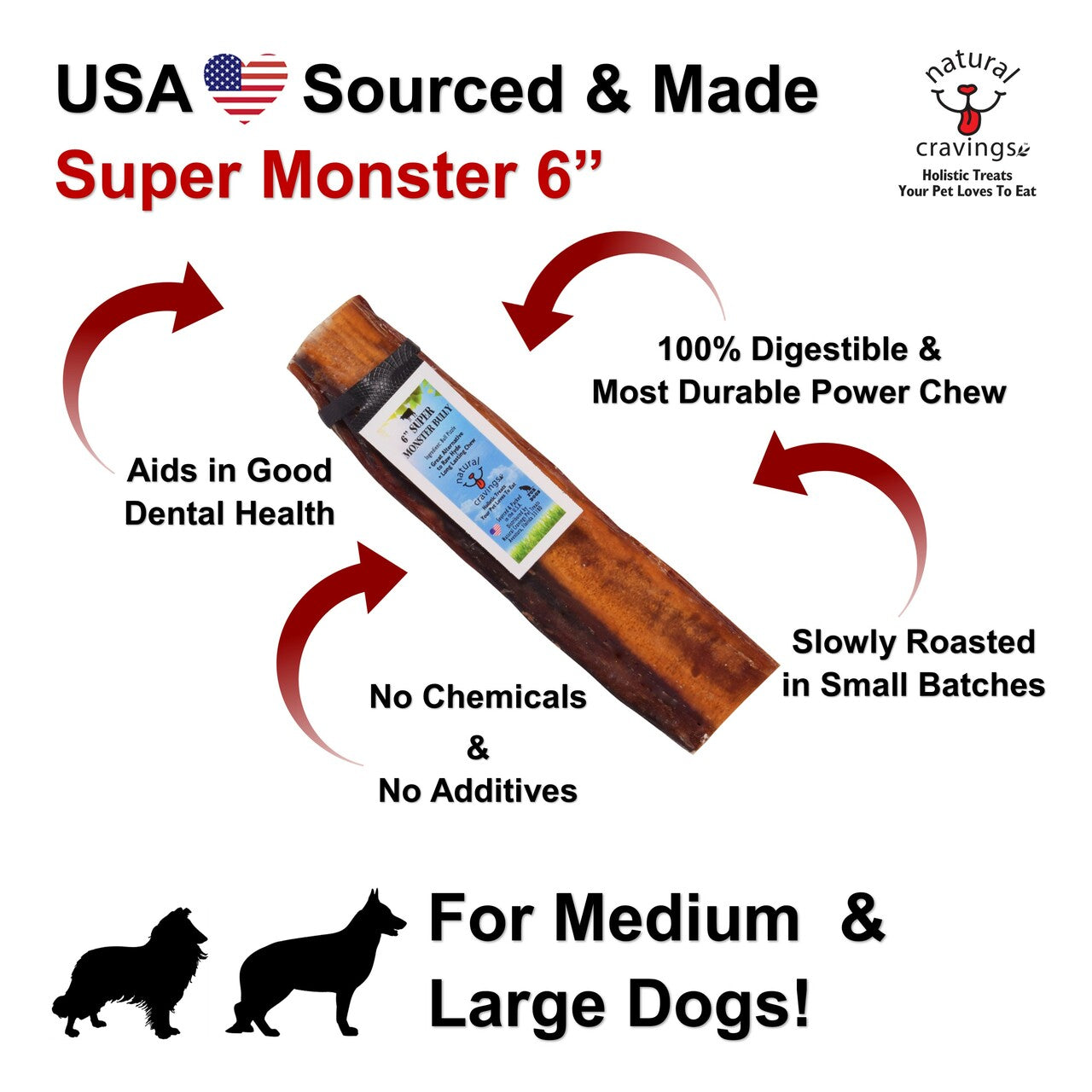 Natural Cravings USA Monster Bully Stick 6"