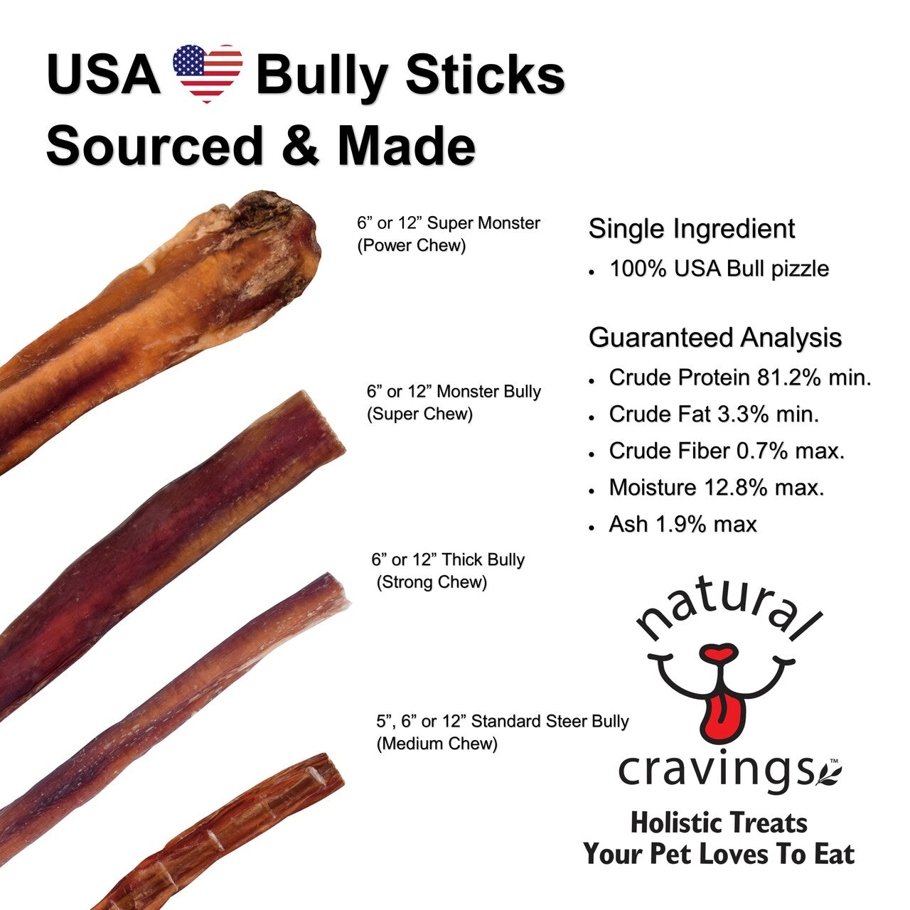 Natural Cravings USA Steer Stix Dog Treats 12oz White Dog Bone
