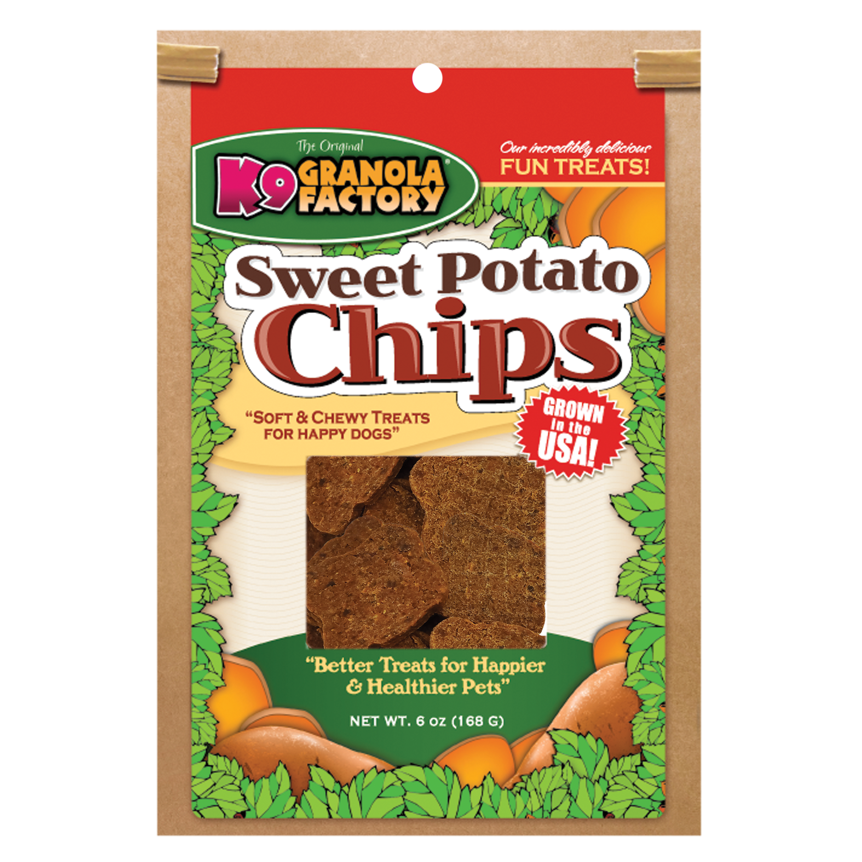 K9 Granola Factory Chip Collection Sweet Potato Chips Dog Treats, 6oz