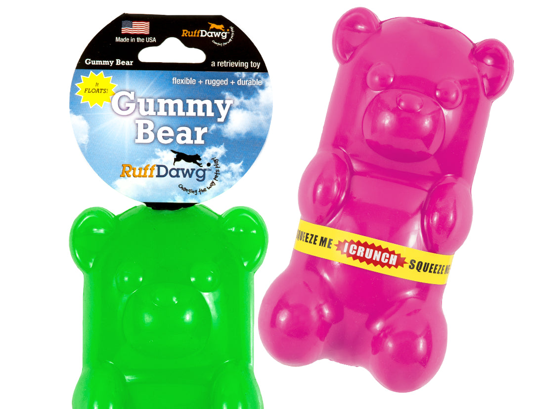 RuffDawg USA GummyBear Crunch Rubber Retrieving Dog Toy, Assorted