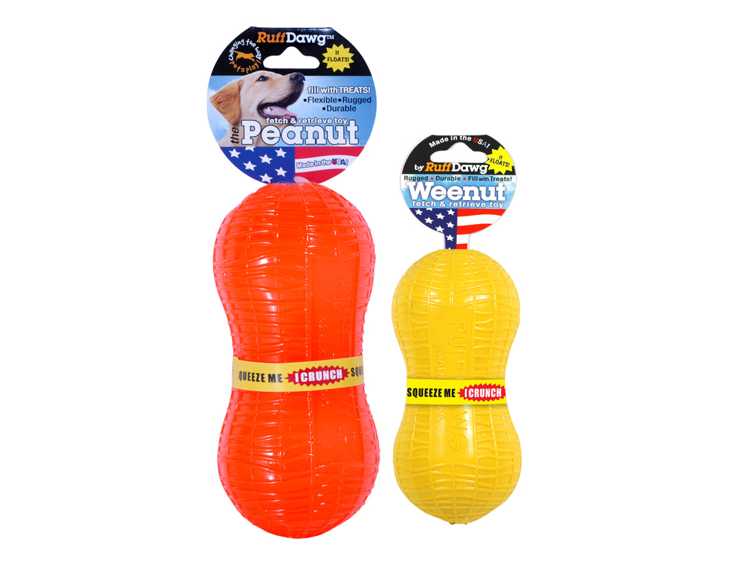 RuffDawg USA Peanut Crunch Rubber Retrieving Dog Toy, Assorted