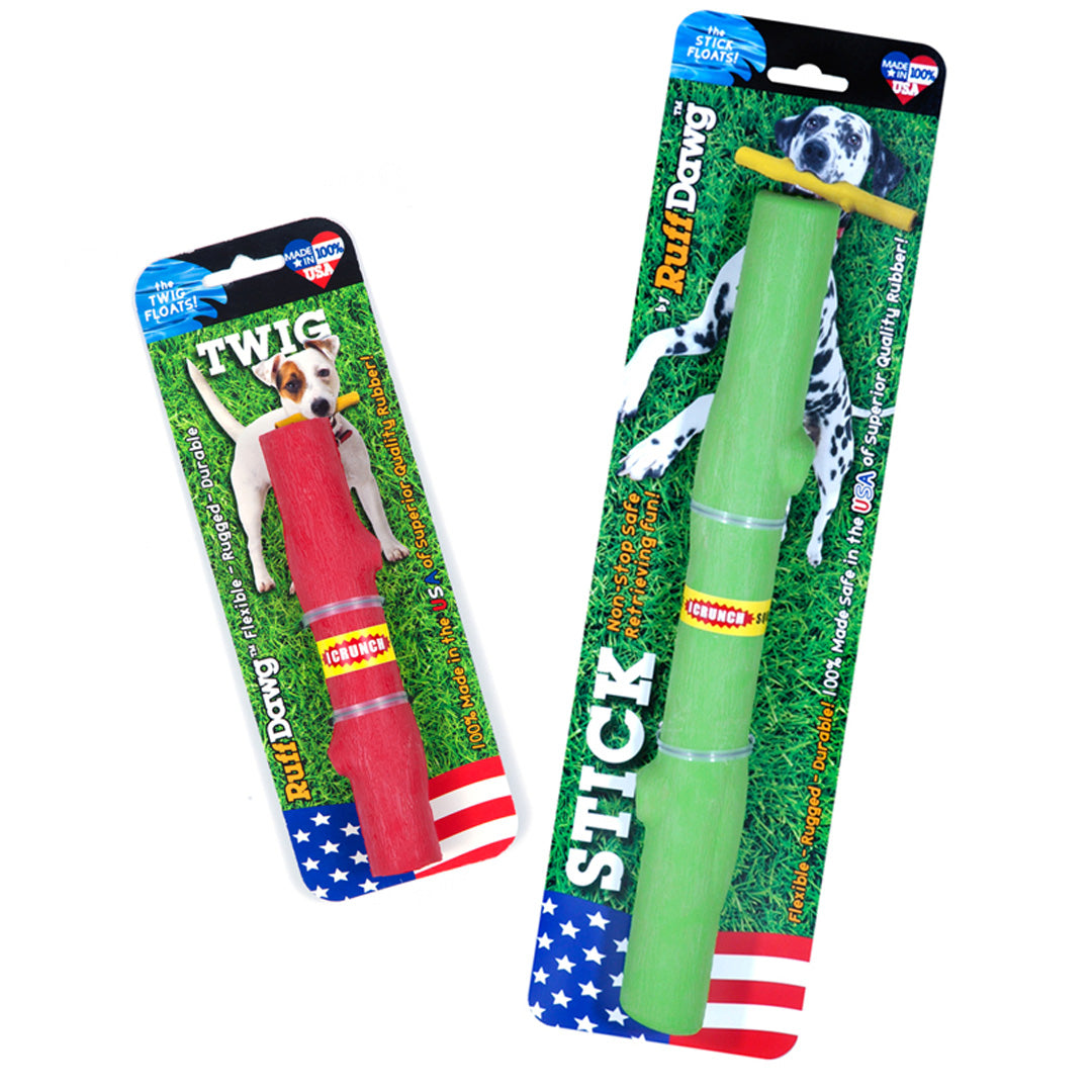 RuffDawg USA Rubber Retrieving Stick Dog Toy, Assorted