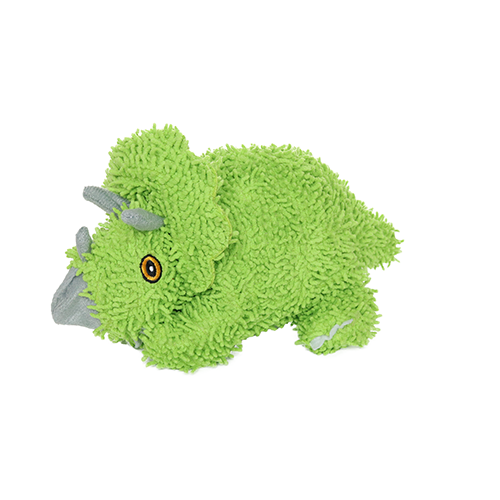 Tuffy Mighty Microfiber Ball Durable Squeaky Plush Dog Toy, Green Triceratops
