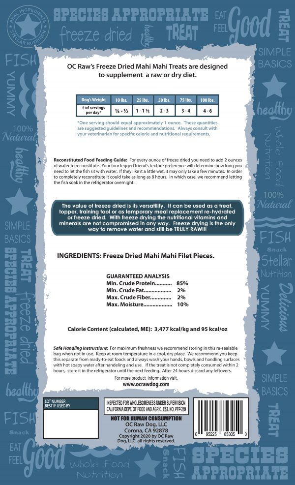 OC Raw Mahi Mahi Freeze Dried Dog Treats, 3.2oz