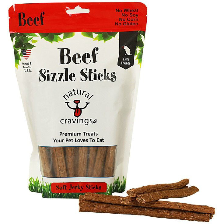 Natural Cravings USA Beef Sizzle Sticks Jerky Treats For Dogs, 12oz