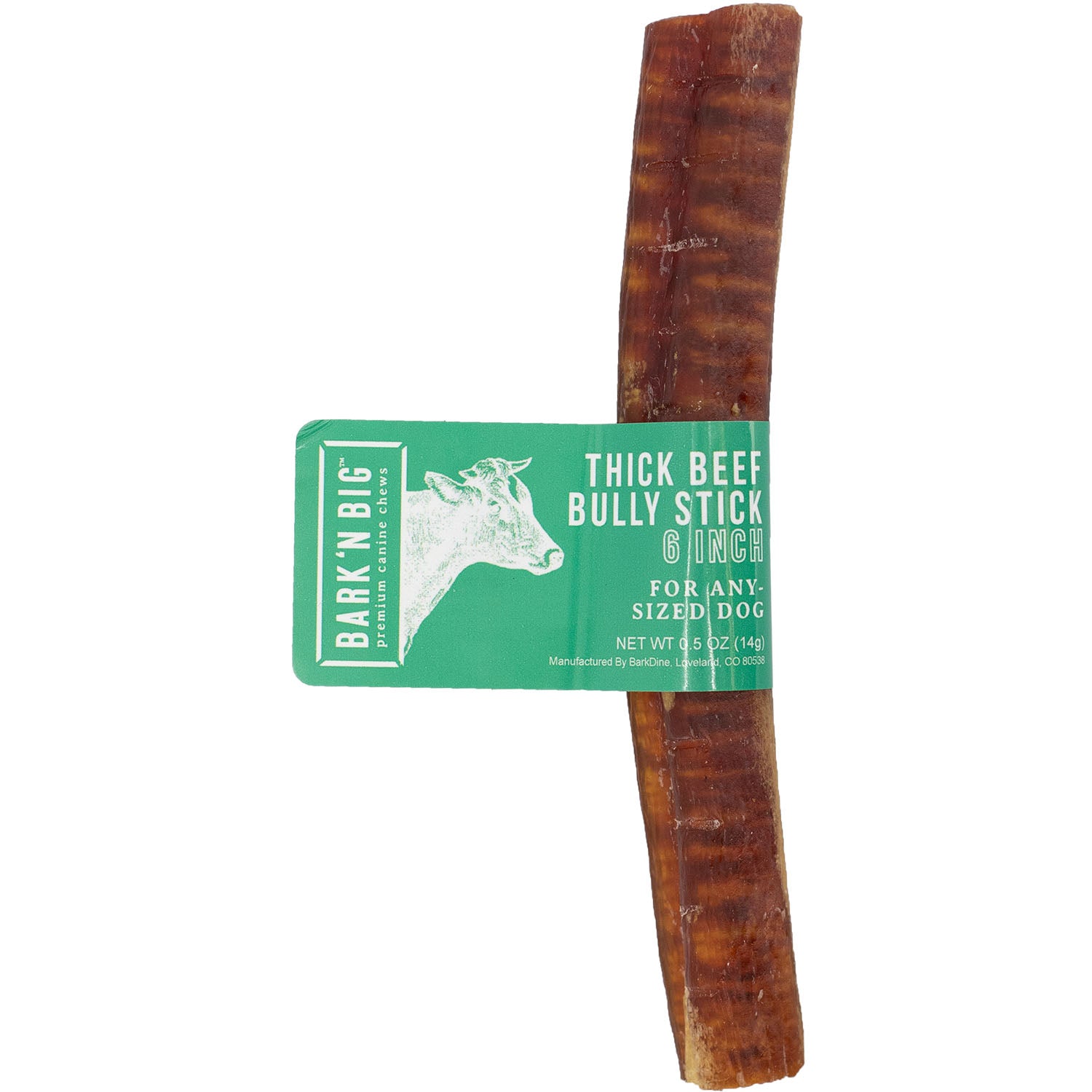 BarkNBig USA Odor Free Thick Beef Bully Stick Dog Treat, 6in
