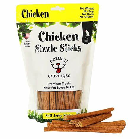 Natural Cravings USA Chicken Sizzle Sticks Jerky Treats For Dogs, 12oz