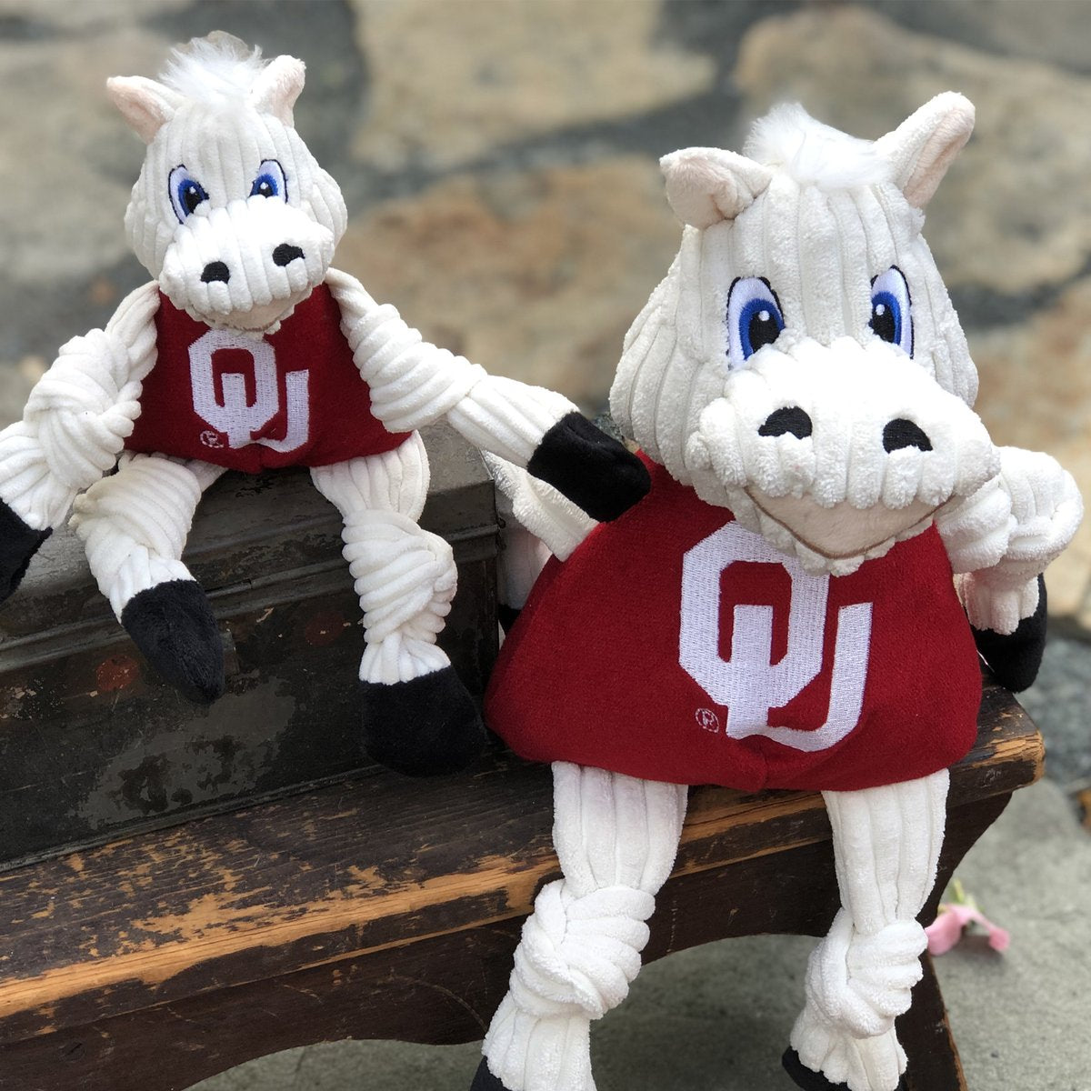 HuggleHounds Knottie Officially Licensed College Mascot Durable Squeaky Plush Dog Toy, Oklahoma Sooners