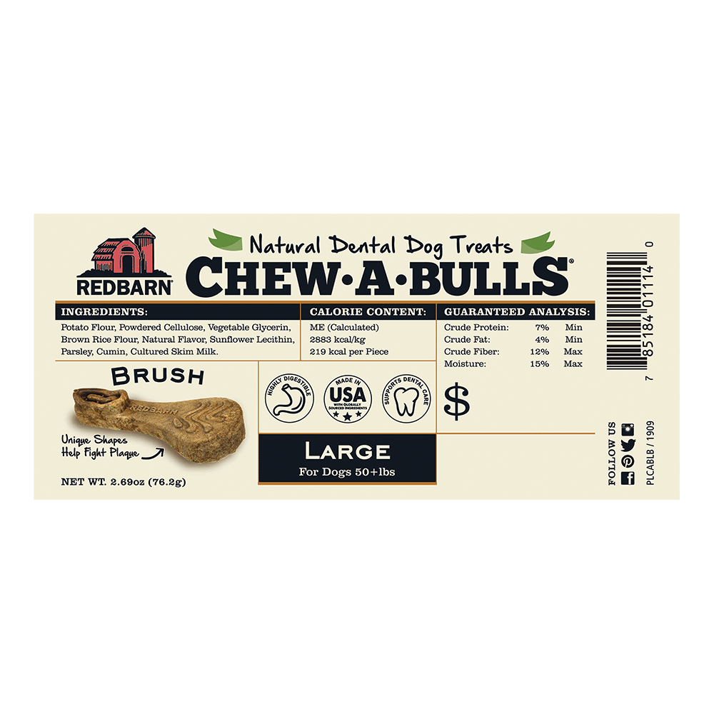 Redbarn Chew-A-Bulls Brush Dental Chew For Dogs