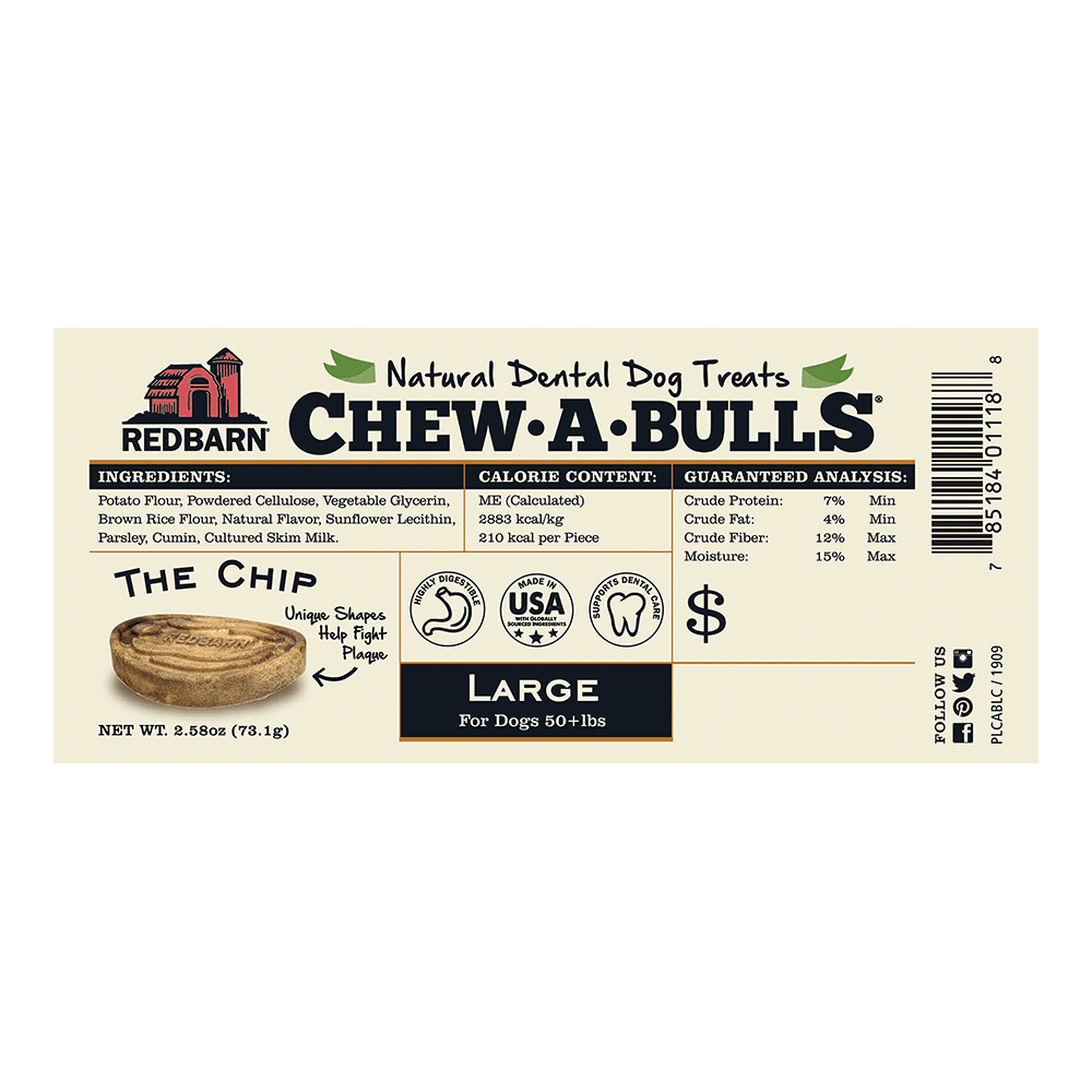 Redbarn Chew-A-Bulls Chip Dental Chew For Dogs