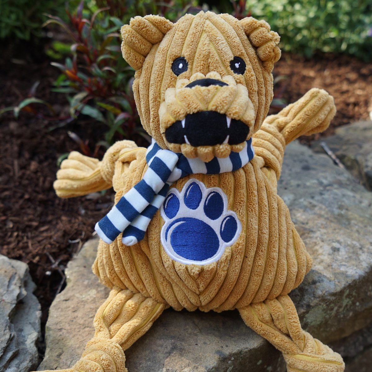HuggleHounds Knottie Officially Licensed College Mascot Durable Squeaky Plush Dog Toy, Penn State Nittany Lions