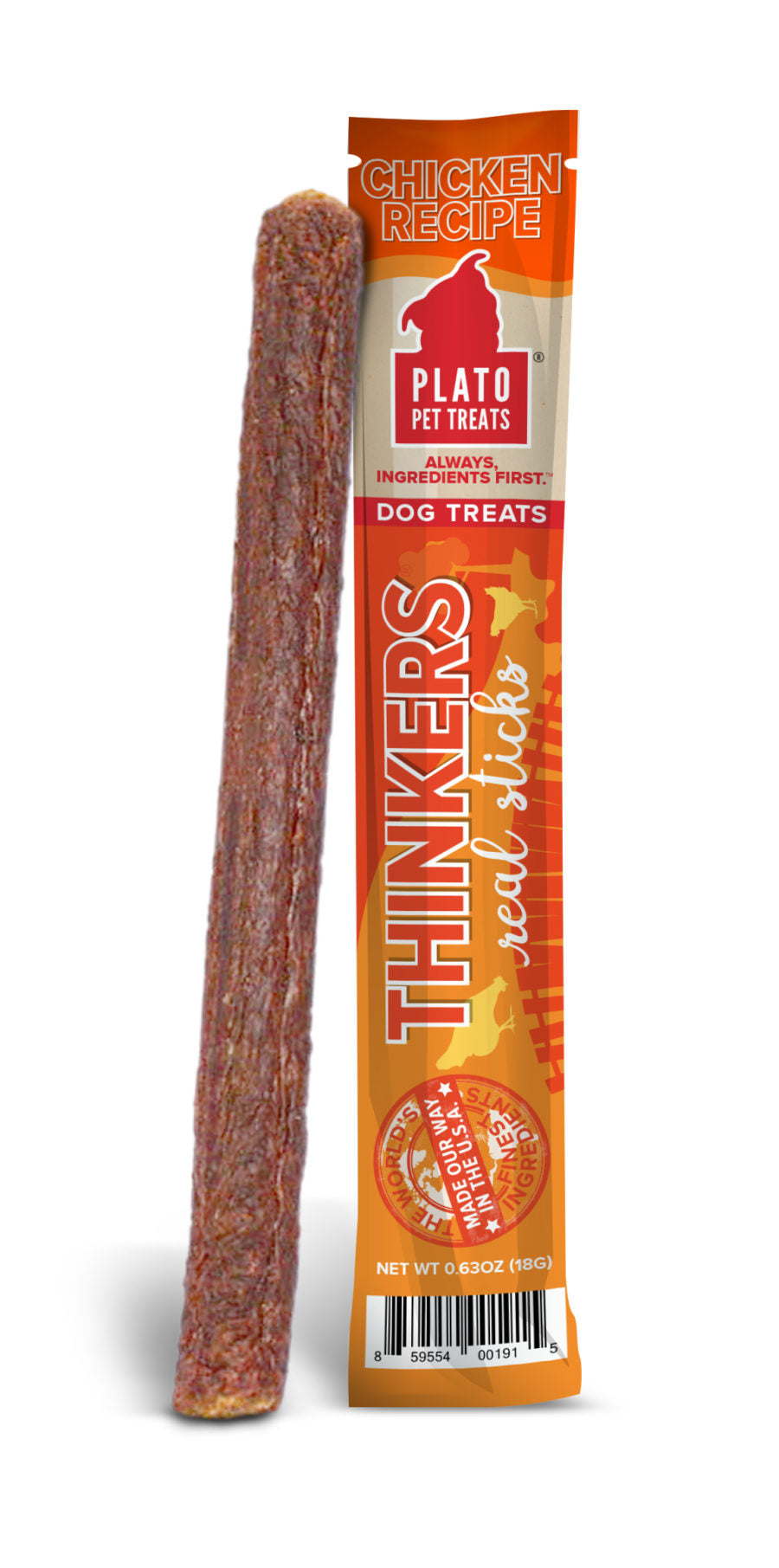 Plato Thinkers Chicken Meat Stick Dog Treats