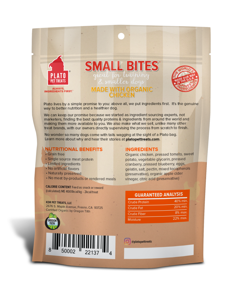 Plato organic 2025 chicken dog treats