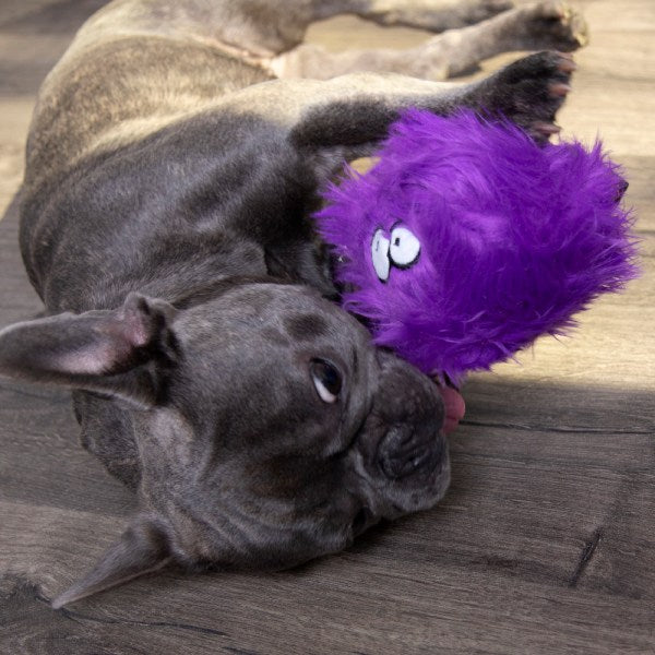 goDog Furballz Durable Squeaky Plush Dog Toy Purple WhiteDogBone White Dog Bone