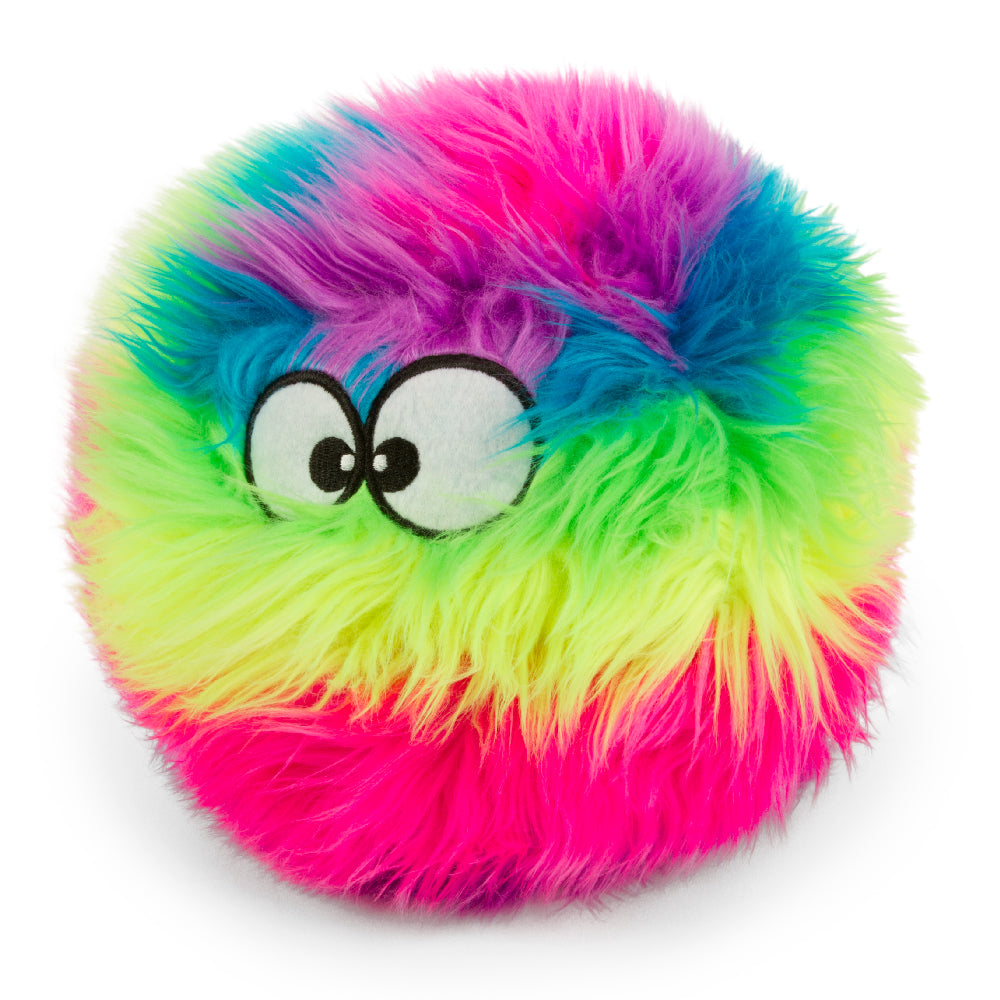 goDog Furballz Durable Squeaky Plush Dog Toy, Rainbow