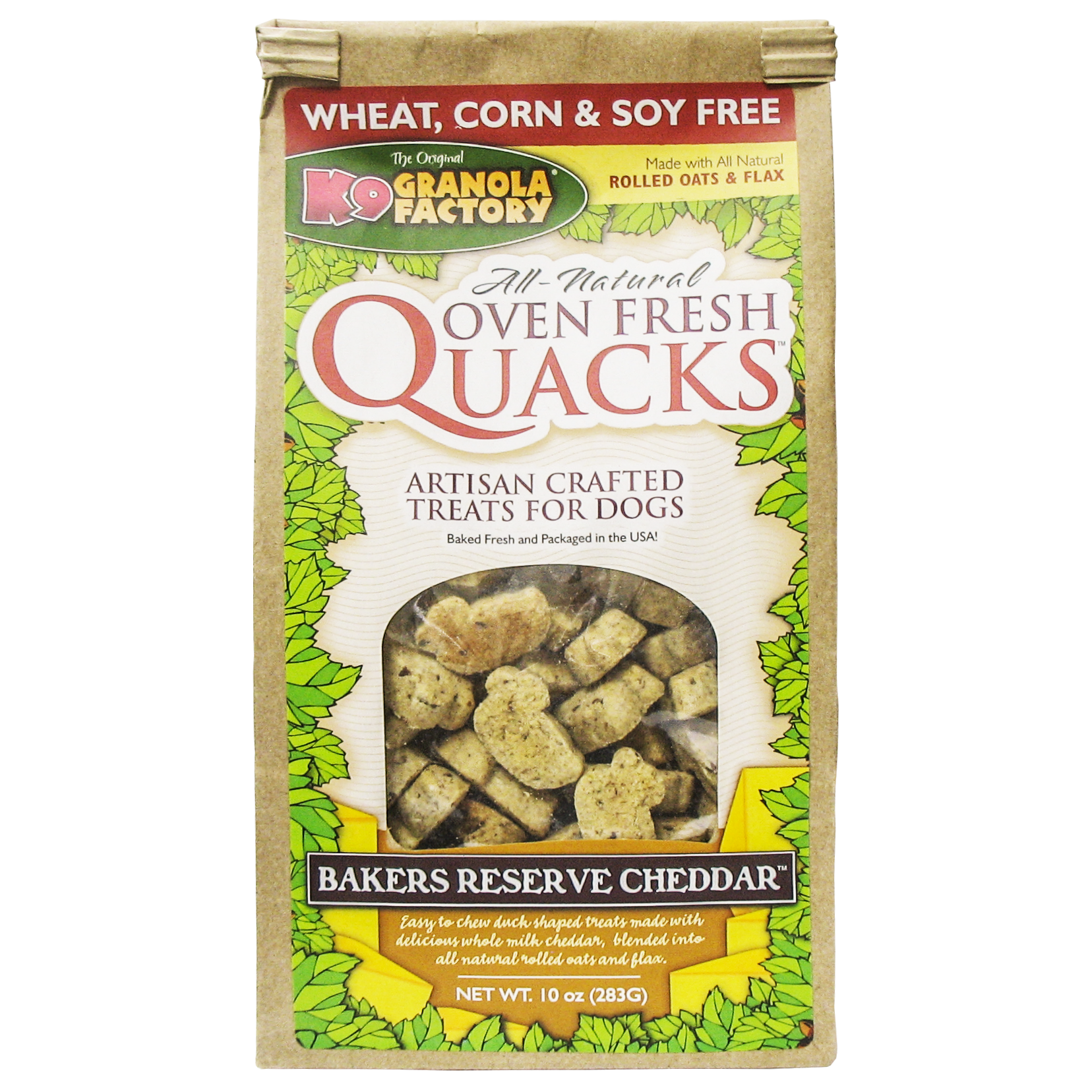 K9 Granola Factory Oven Fresh Quacks Bakers Reserve Cheddar Dog Treats