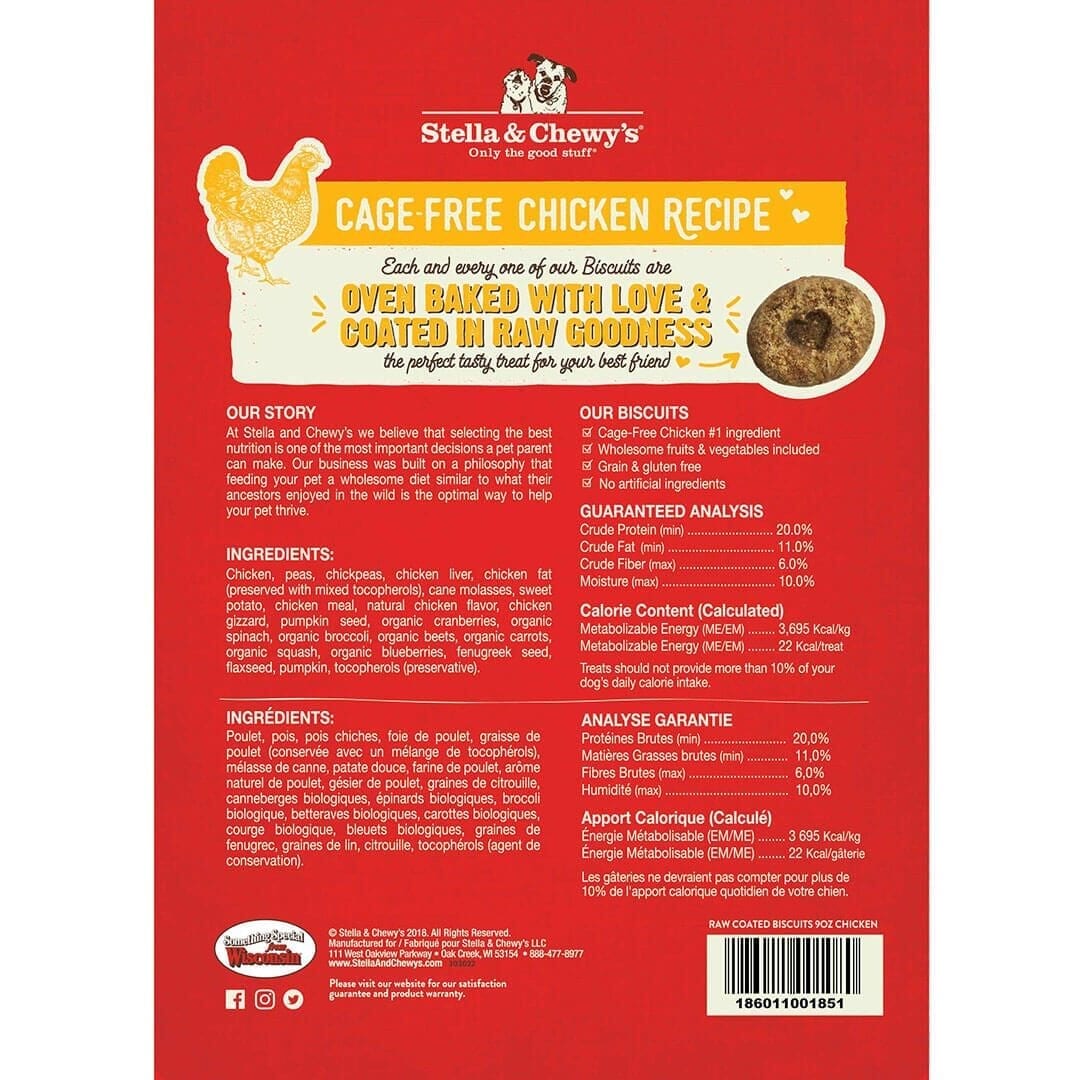 Stella & Chewy's Raw Coated Chicken Biscuits For Dogs, 9oz