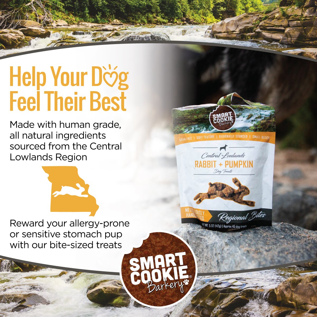 Smart Cookie Barkery Regional Bites Central Lowlands Rabbit & Pumpkin Treats For Dogs, 5oz
