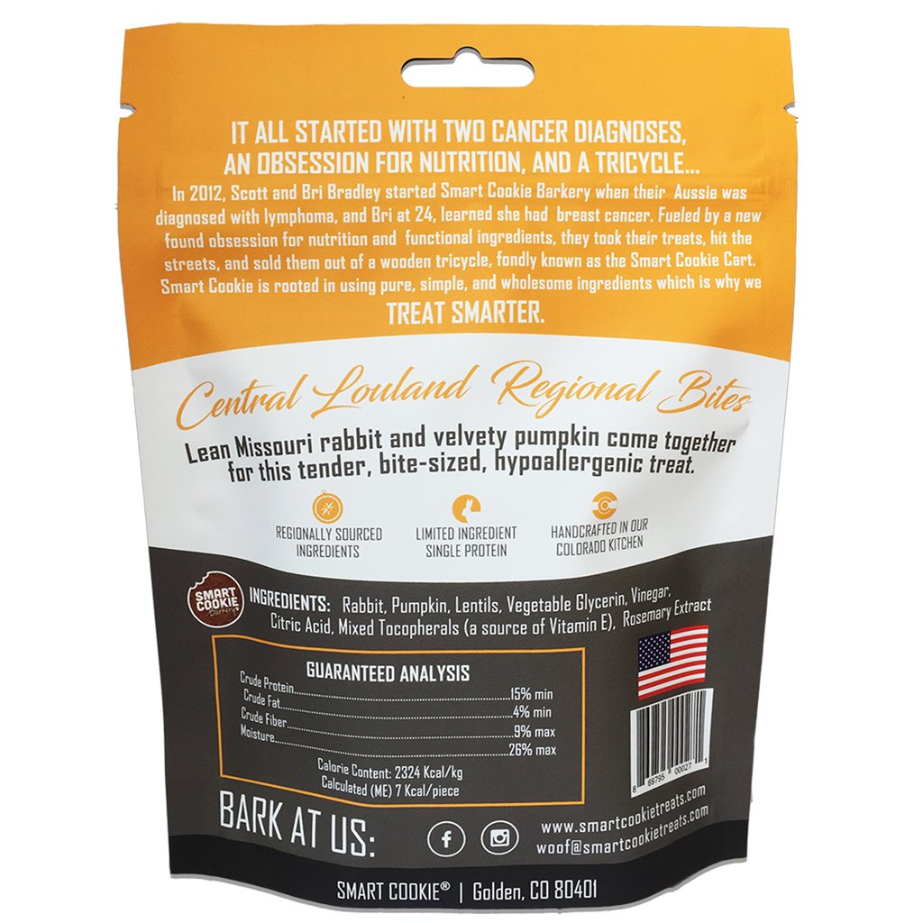 Smart Cookie Barkery Regional Bites Central Lowlands Rabbit & Pumpkin Treats For Dogs, 5oz