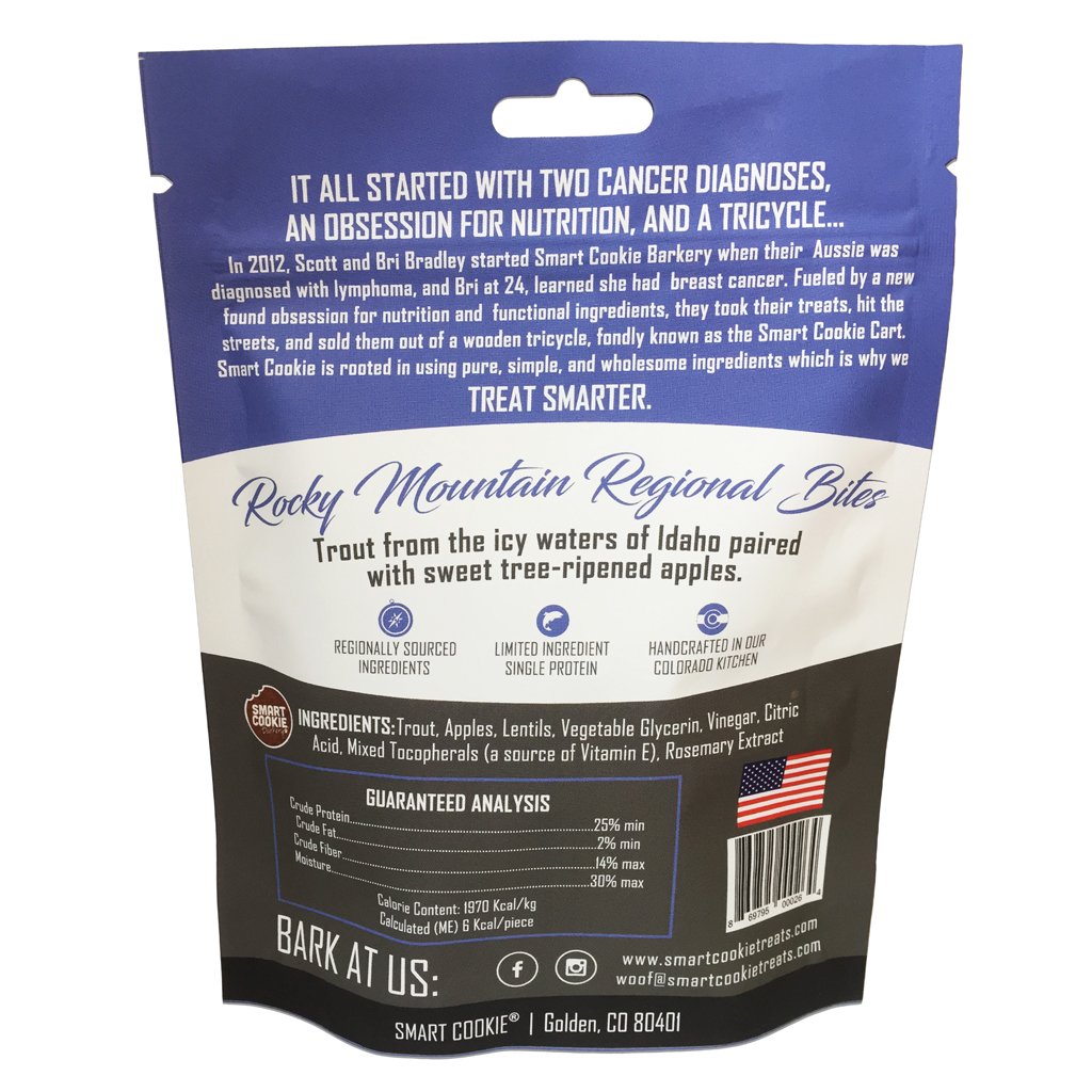 Smart Cookie Barkery Regional Bites Rocky Mountain Trout & Apple Treats For Dogs, 5oz
