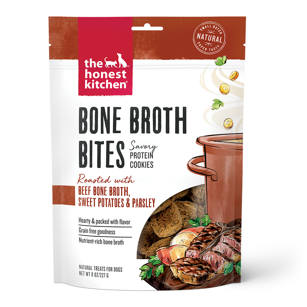 The Honest Kitchen Bone Broth Bites Beef Bone Broth & Sweet Potato Dog Treats, 8oz
