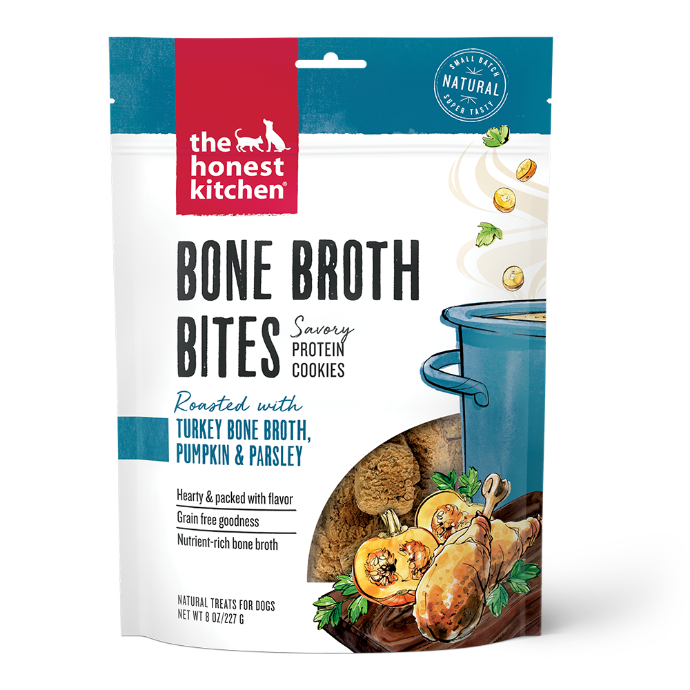 The Honest Kitchen Bone Broth Bites Turkey Bone Broth & Pumpkin Dog Treats, 8oz