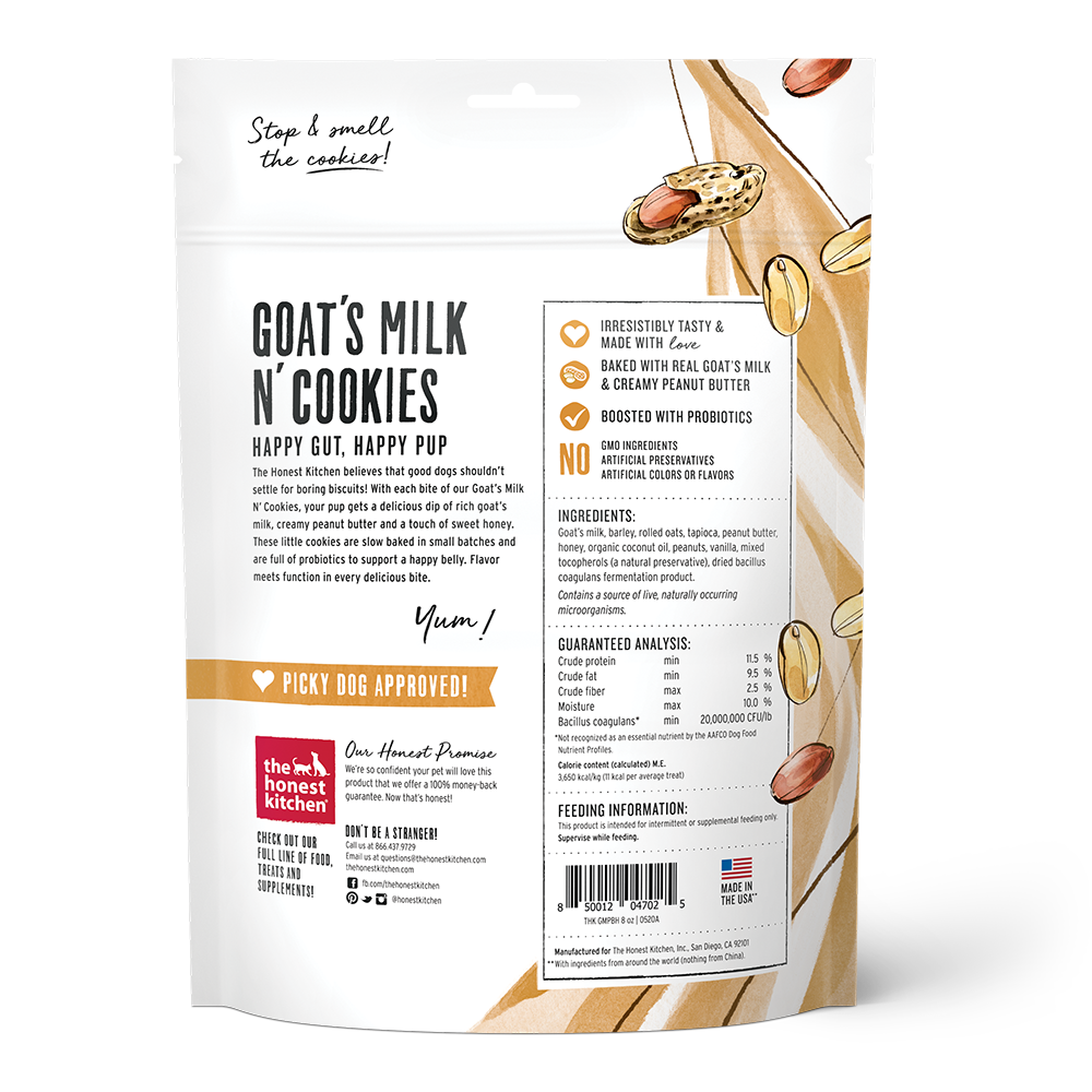 The Honest Kitchen Goats Milk N' Cookies Peanut Butter & Honey Treats For Dogs