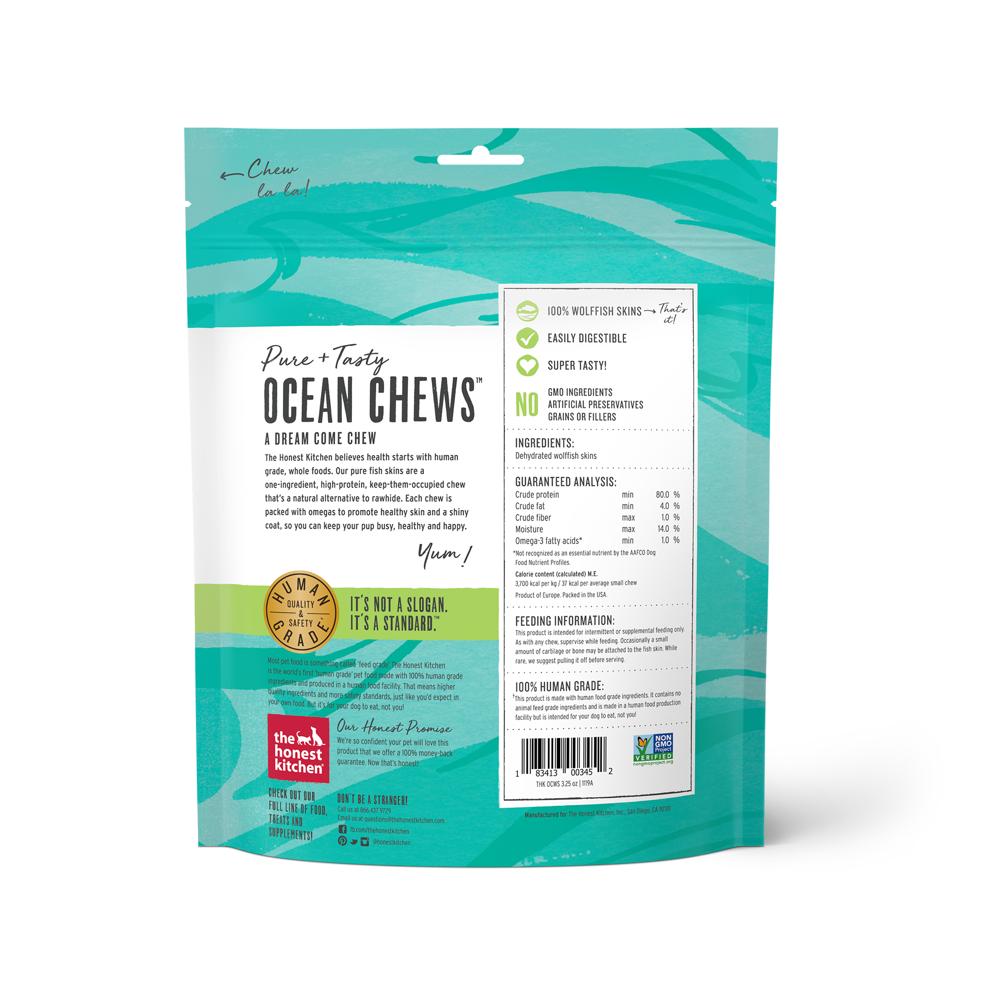 The Honest Kitchen Beams Wolffish Skins Dog Treats
