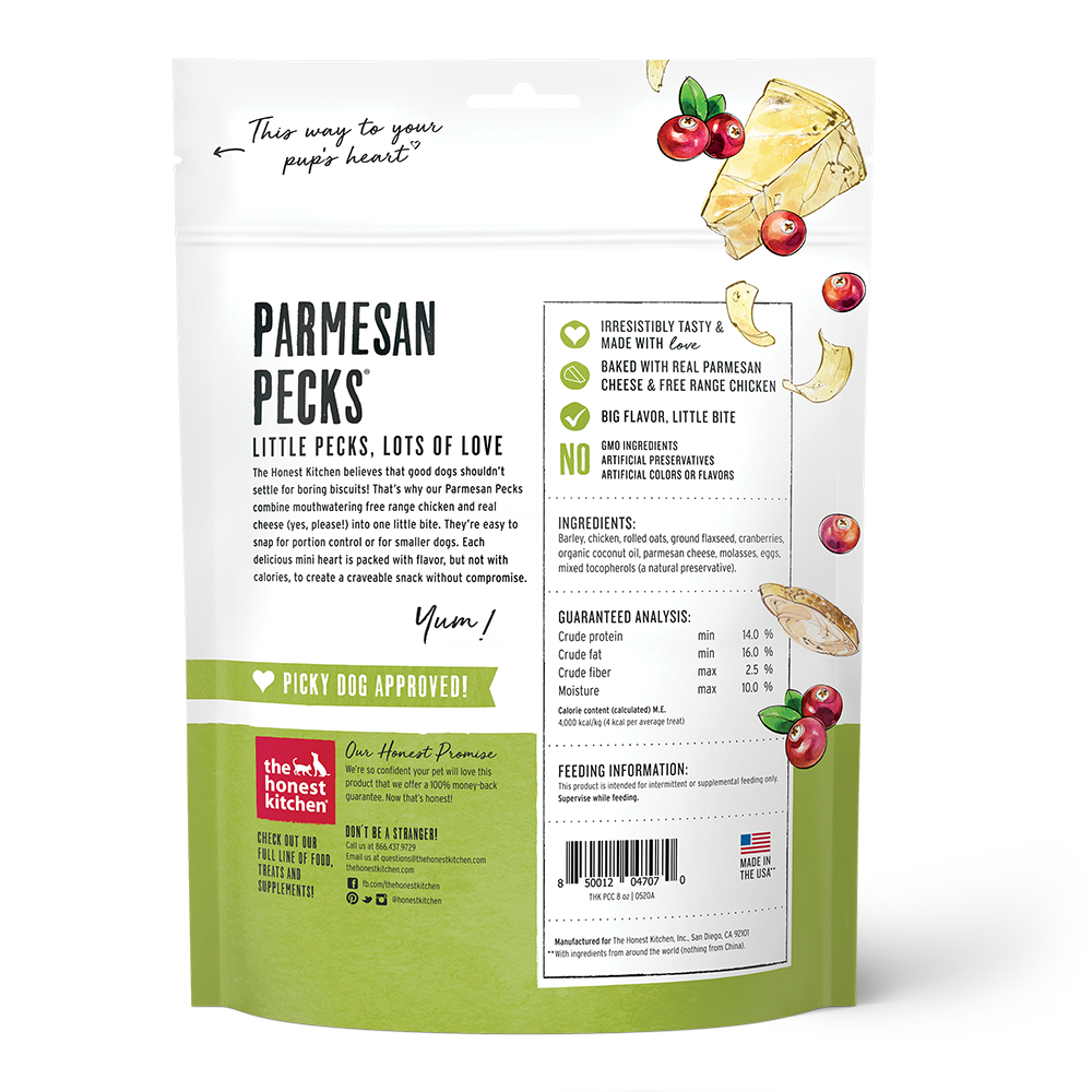 The Honest Kitchen Parmesan Pecks Chicken & Cranberry Recipe Dog Treat, 8oz