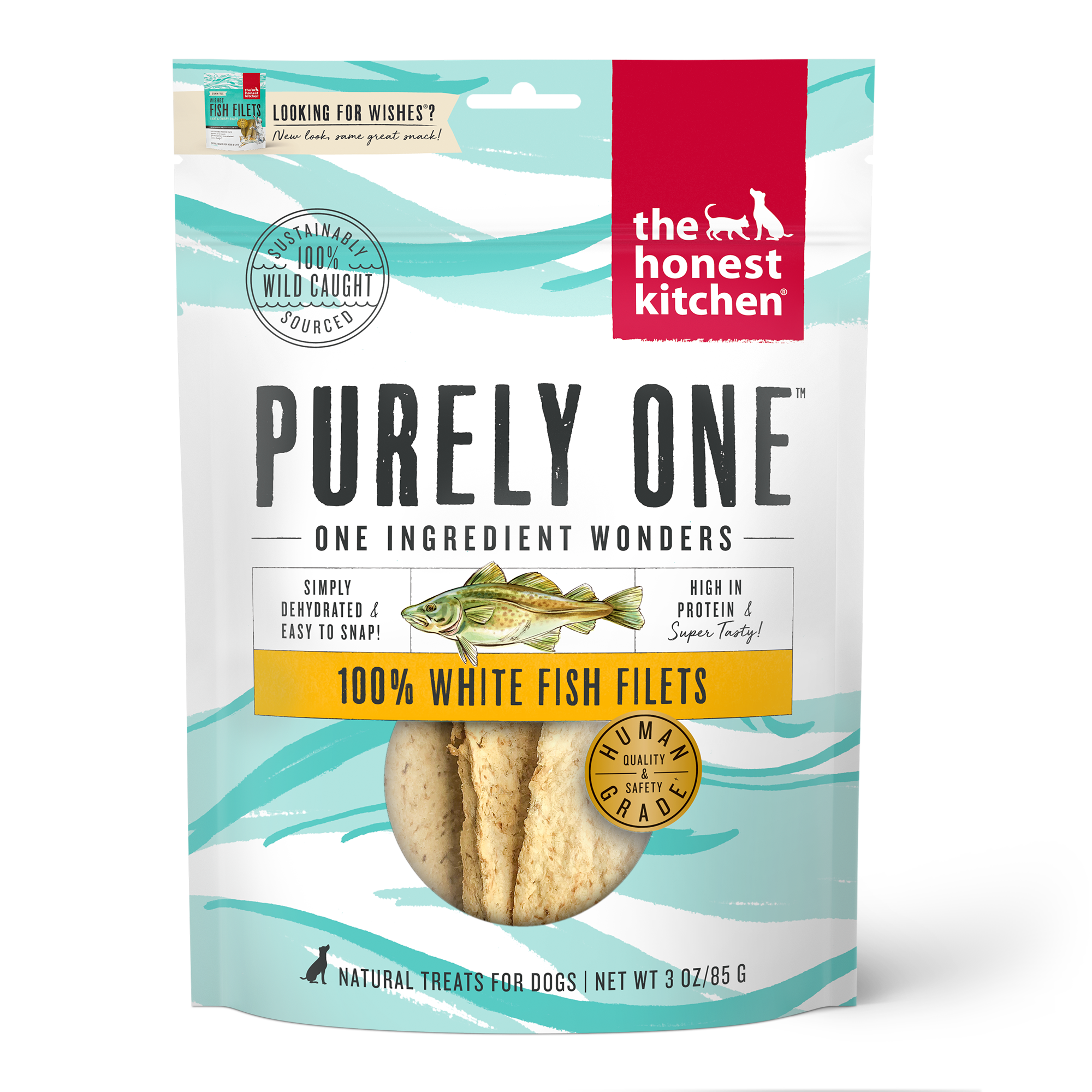 The Honest Kitchen Purely One Whitefish Filets Dog Treats, 3oz