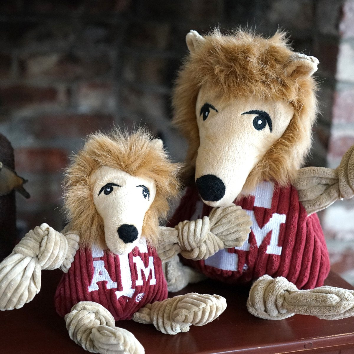 HuggleHounds Knottie Officially Licensed College Mascot Durable Squeaky Plush Dog Toy, Texas A&M Aggies