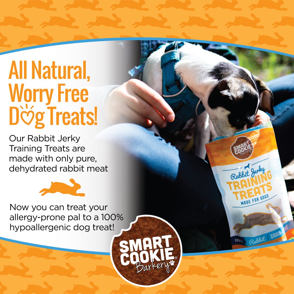 Smart Cookie Barkery Rabbit Jerky Training Treats For Dogs, 3oz