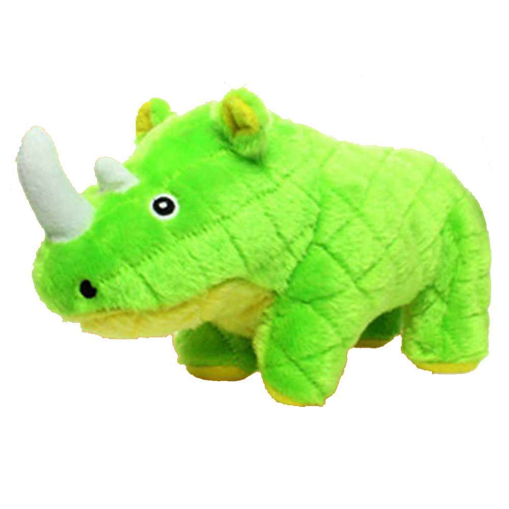 Tuffy Mighty Safari Green Rhinoceros Plush Dog Toy