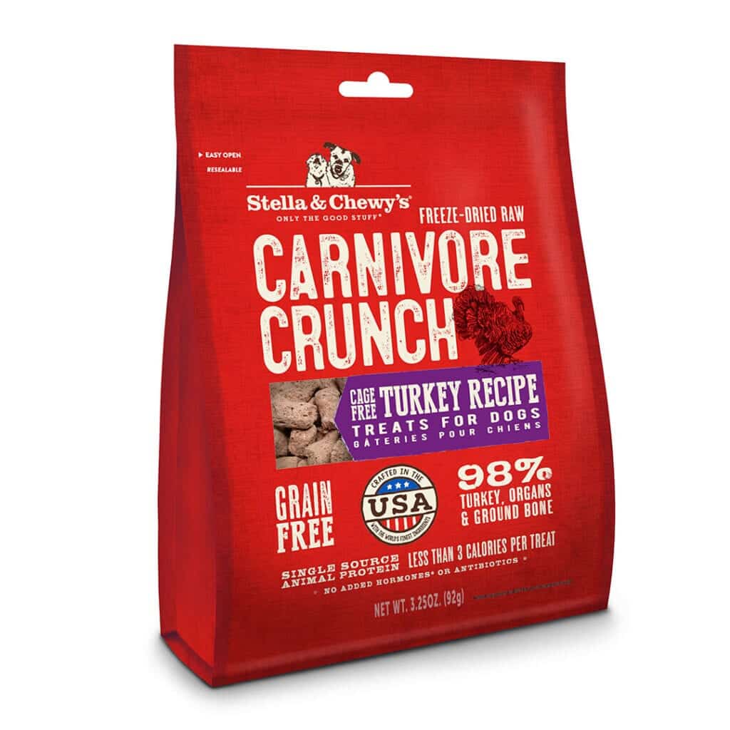 Stella & Chewy's Carnivore Crunch Cage-Free Turkey Recipe Freeze-Dried Dog Treats, 3.25oz