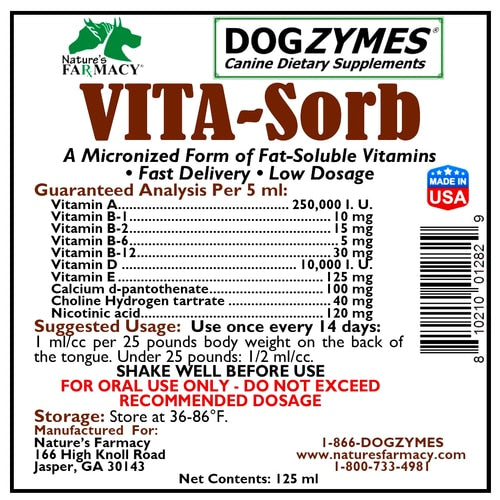 Nature's Farmacy Dogzymes Vita-Sorb  Vitamin Supplement For Dogs, 55ml