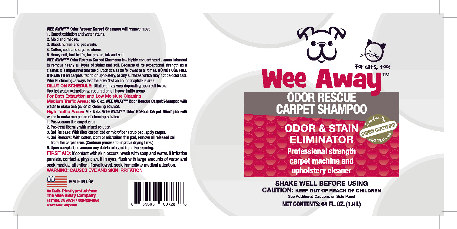 Wee Away Odor Rescue Carpet Shampoo Pet Odor & Stain Remover, 64oz