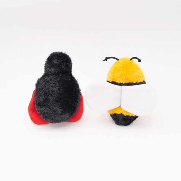 ZippyPaws Crinkle Plush Dog Toy, Bee and Ladybug