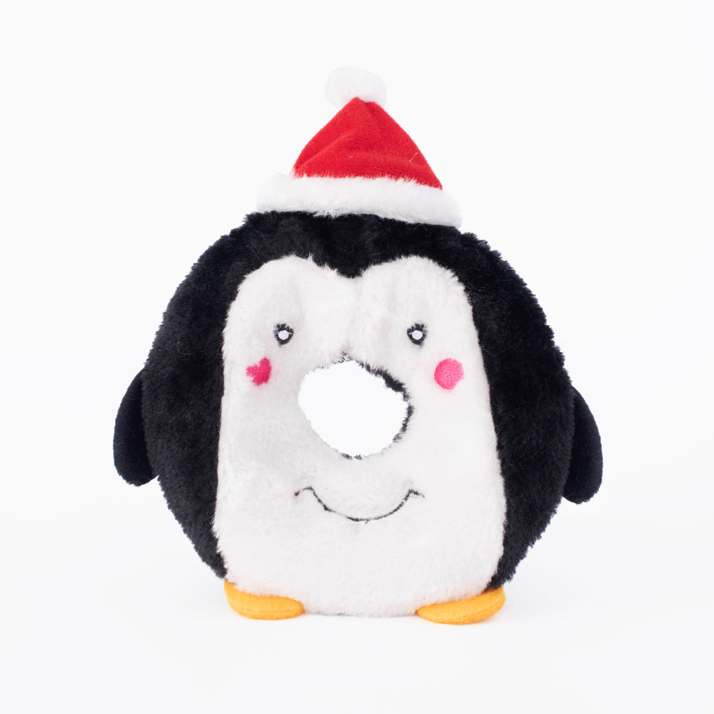 Zippy Paws Holiday Donutz Buddies Dog Toy, Penguin